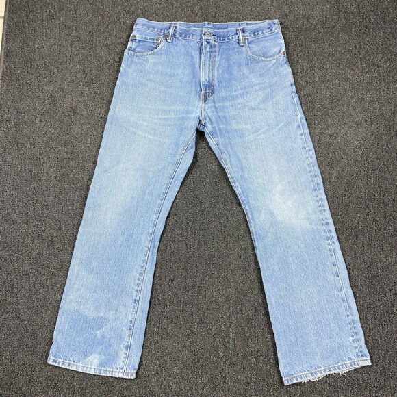 Levis 517 Jeans Mens Light Wash Blue Denim Straight Jeans Size 36x30 - Picture 1 of 5